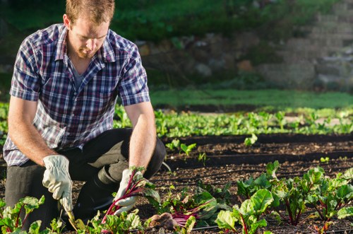 Gardening team confirming a booked service visit