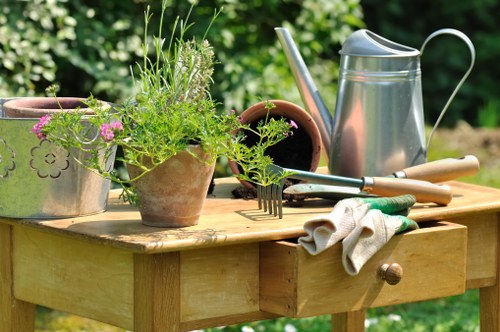 Organised outdoor work area with safe housekeeping