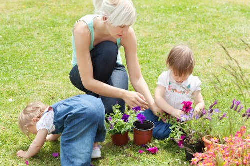 Urban lawn care treatment in Haggerston with grass maintenance tools